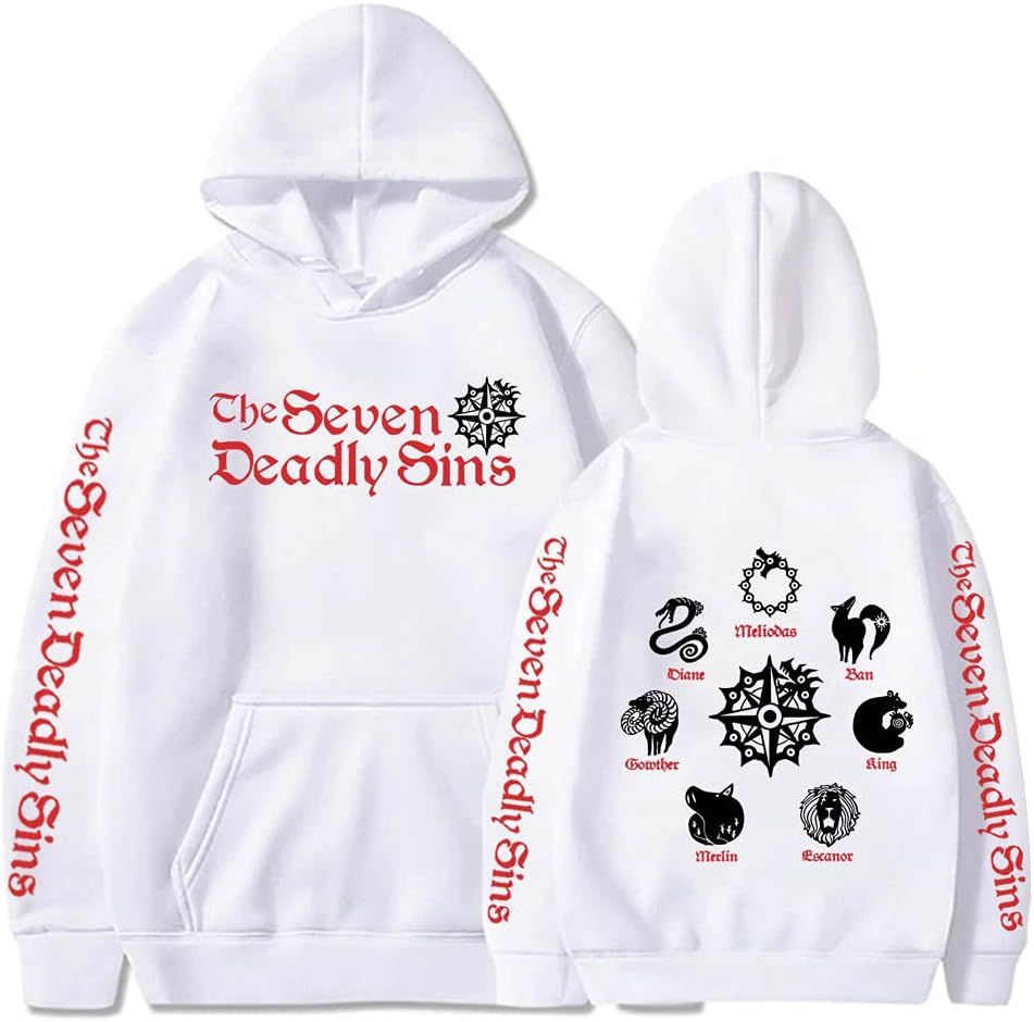 Anime The Seven Deadly Sins Hoodie Long Sleeve Sweatshirt Streetwear Hip Hop Pullover Unisex
