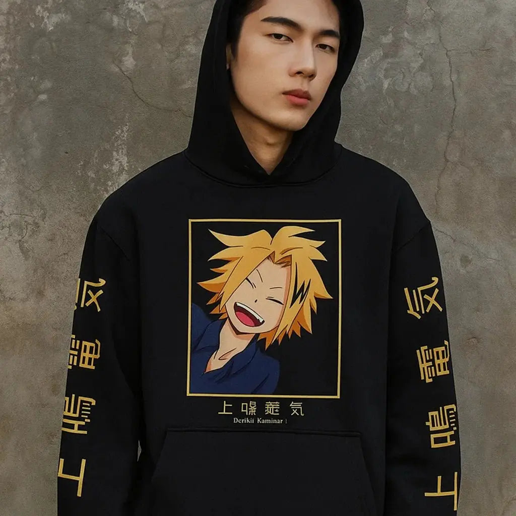 Unisex Anime Boku No Hoodie Sweatshirt MHA Kaminari Denki Print Jumper Top - My Store