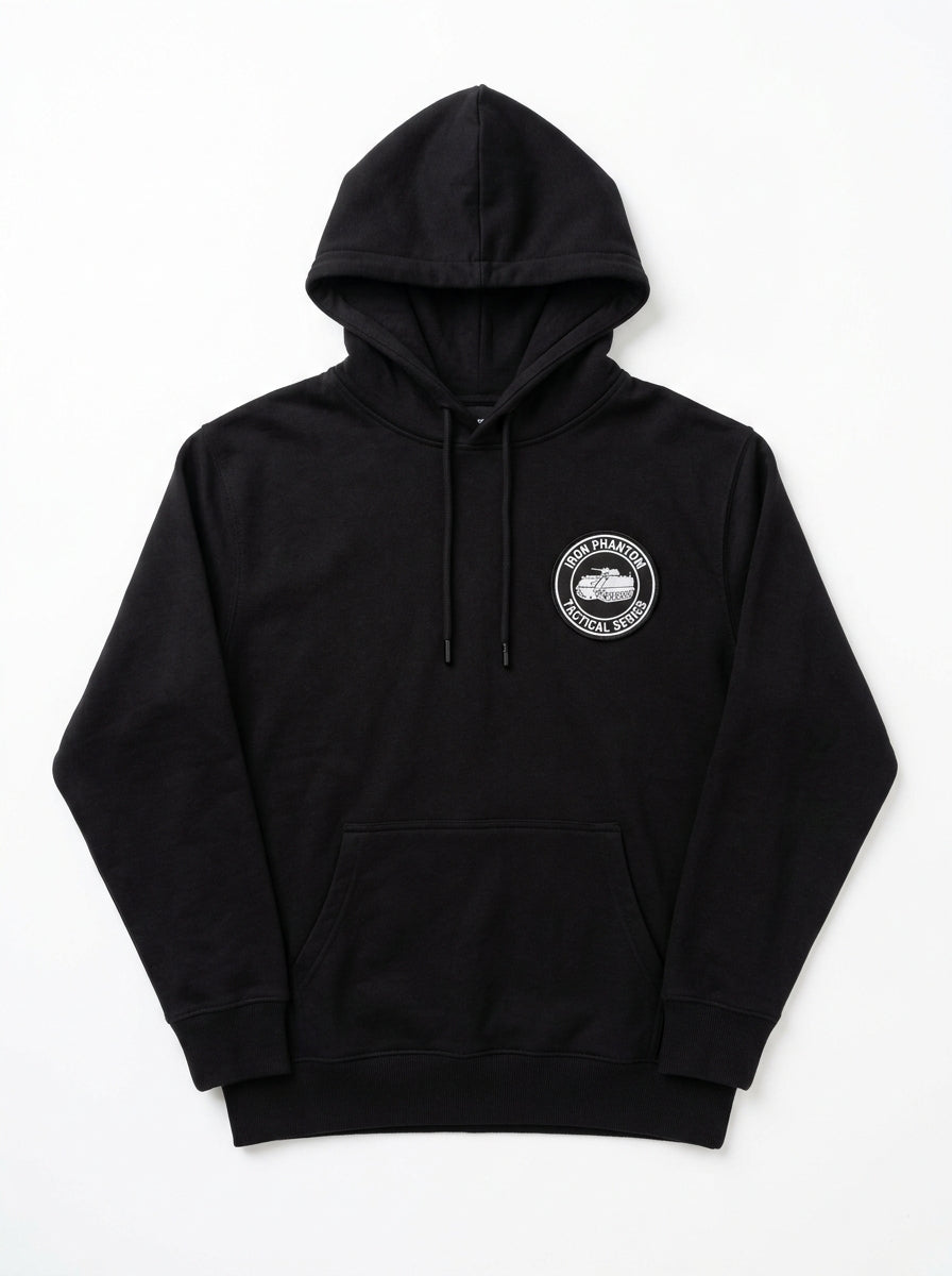 IRON PHANTOM black military streetwear hoodie front view