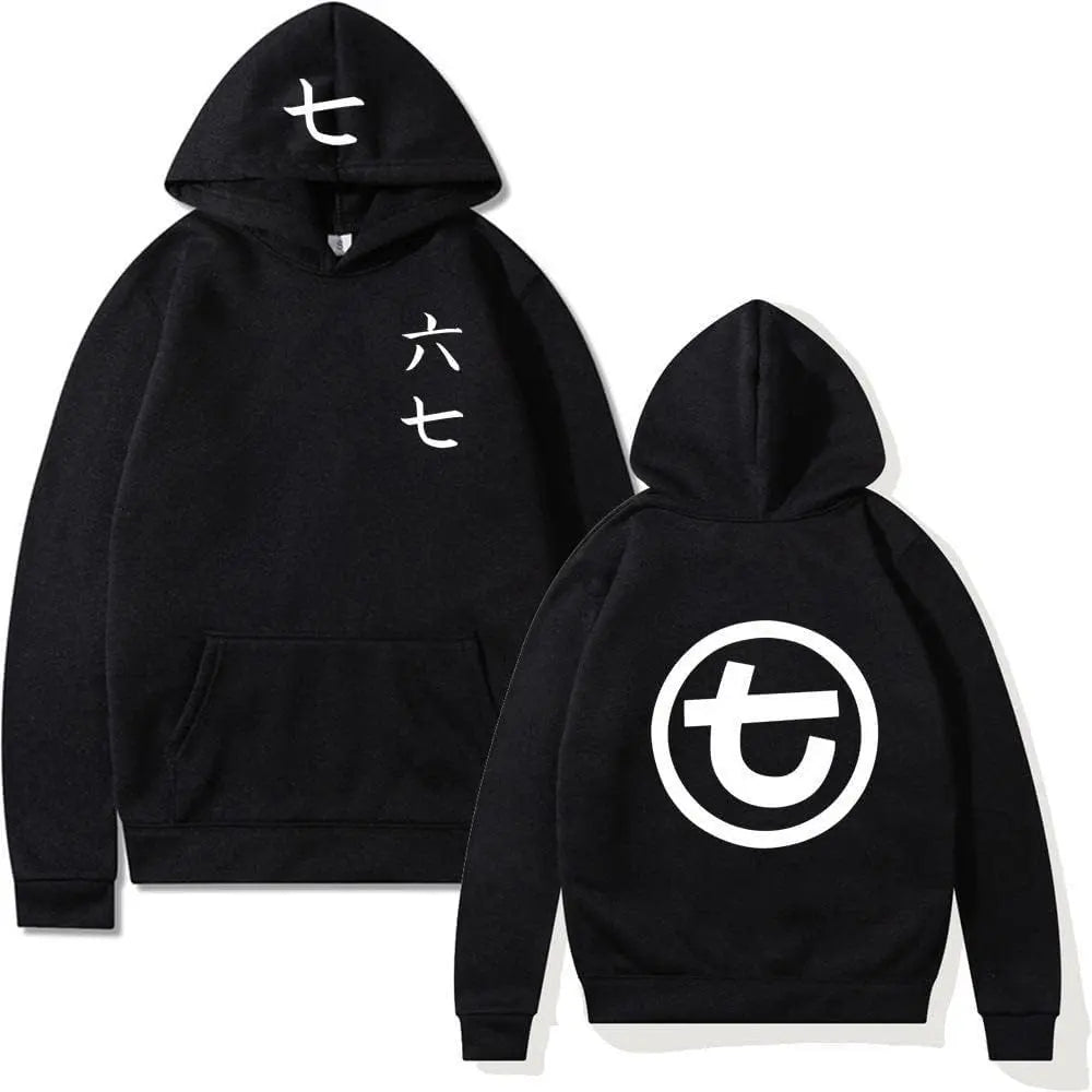 Black shadow assassin streetwear hoodie showing front and back graphic placement