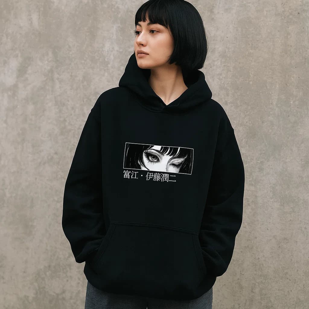 Sudadera con Capucha Estilo Japonés, Arte en Blanco y Negro, Diseño “Soku Jishi Kong”, Hoodie Unisex Casual