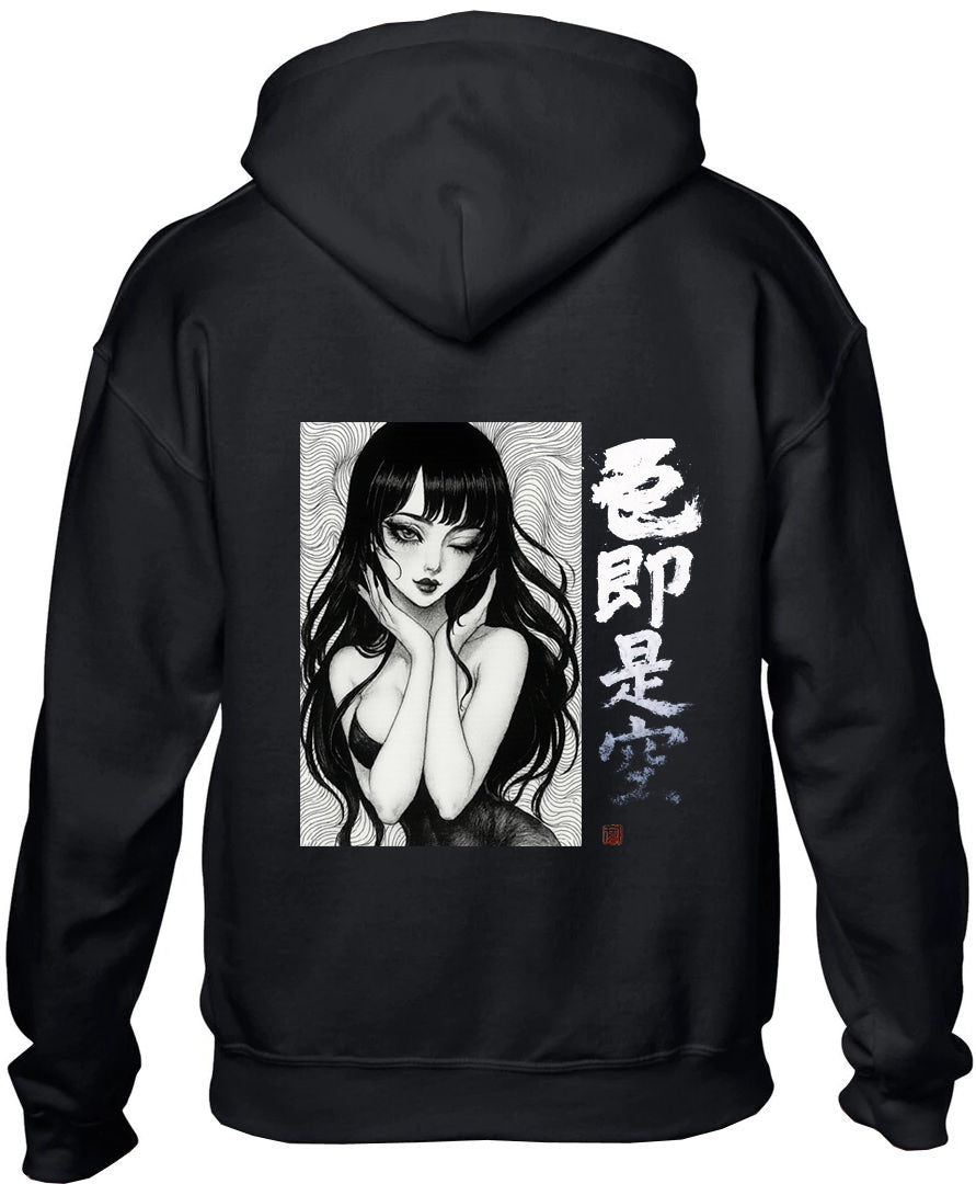 Sudadera con Capucha Estilo Japonés, Arte en Blanco y Negro, Diseño “Soku Jishi Kong”, Hoodie Unisex Casual