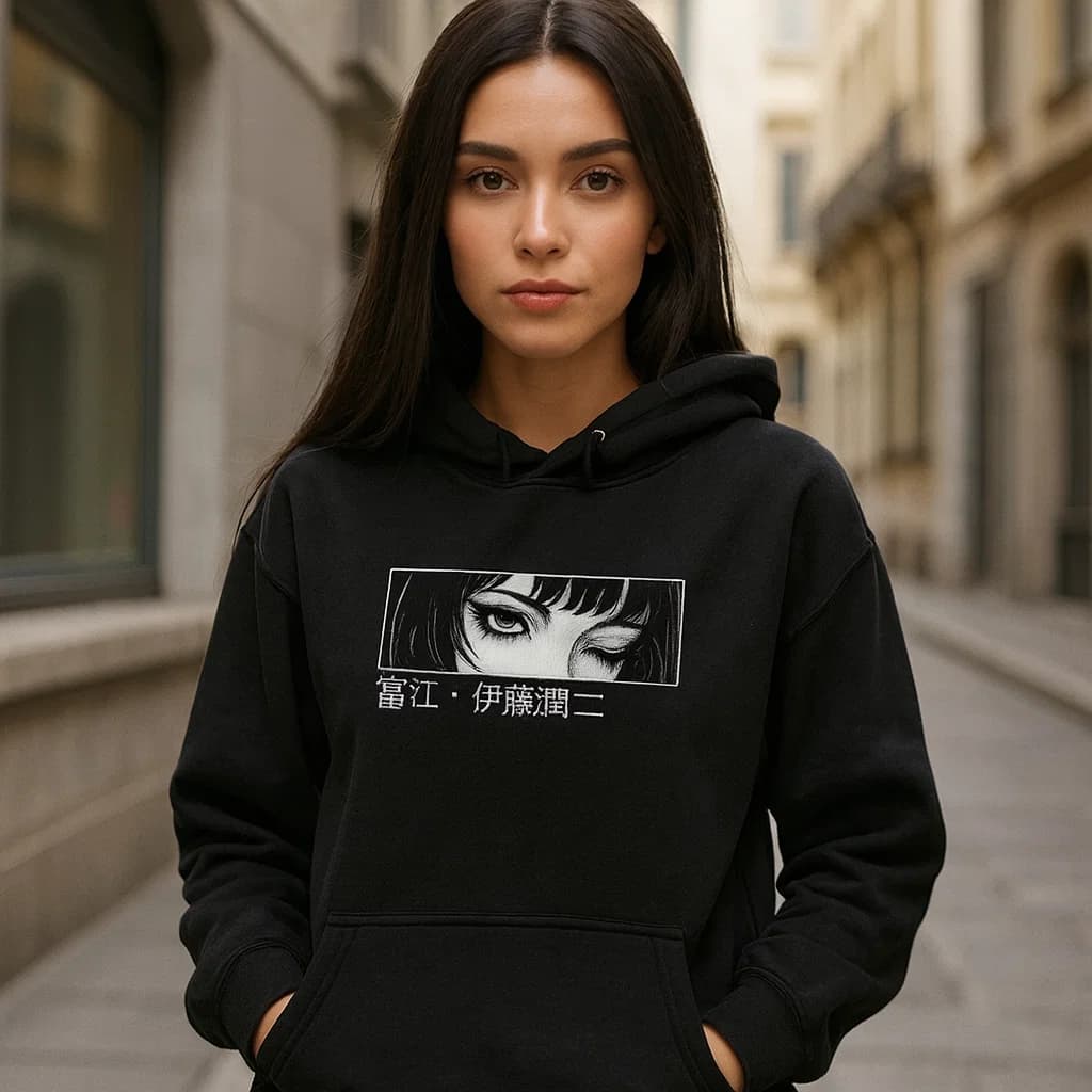 Sudadera con Capucha Estilo Japonés, Arte en Blanco y Negro, Diseño “Soku Jishi Kong”, Hoodie Unisex Casual