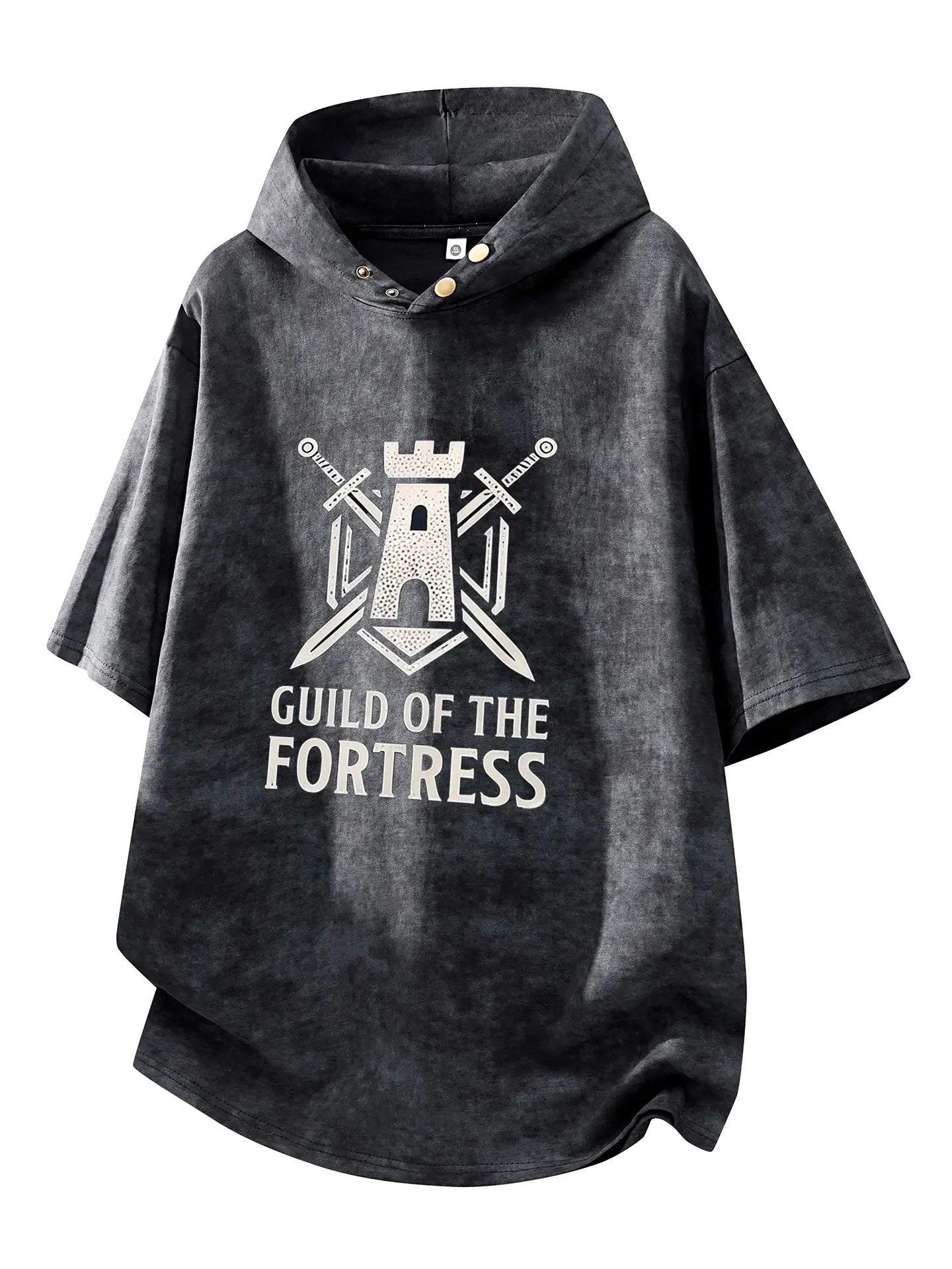 Fortress Guild Washed Hoodie Tee — Dark Warrior Edition