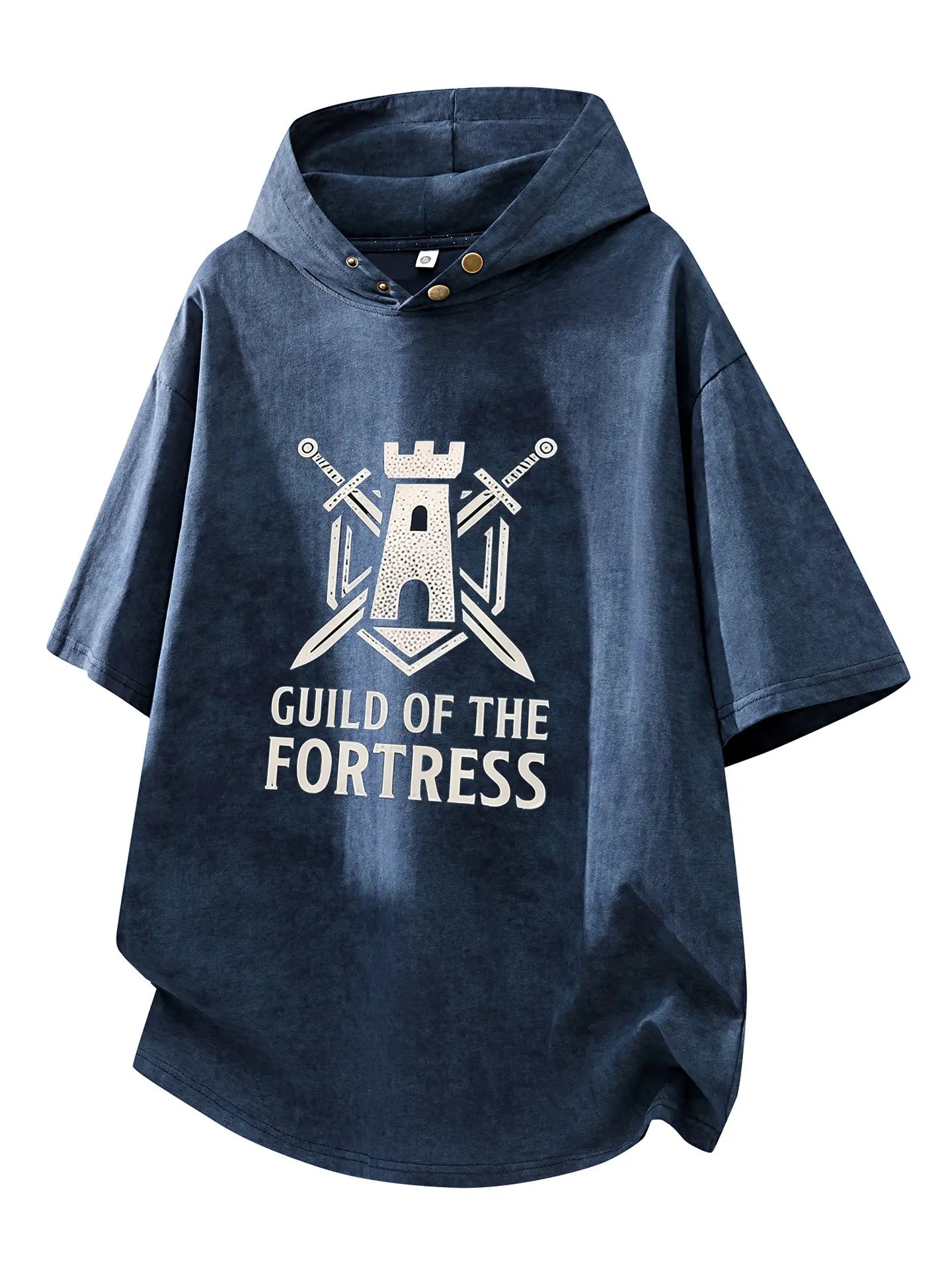 Fortress Guild Washed Hoodie Tee — Dark Warrior Edition