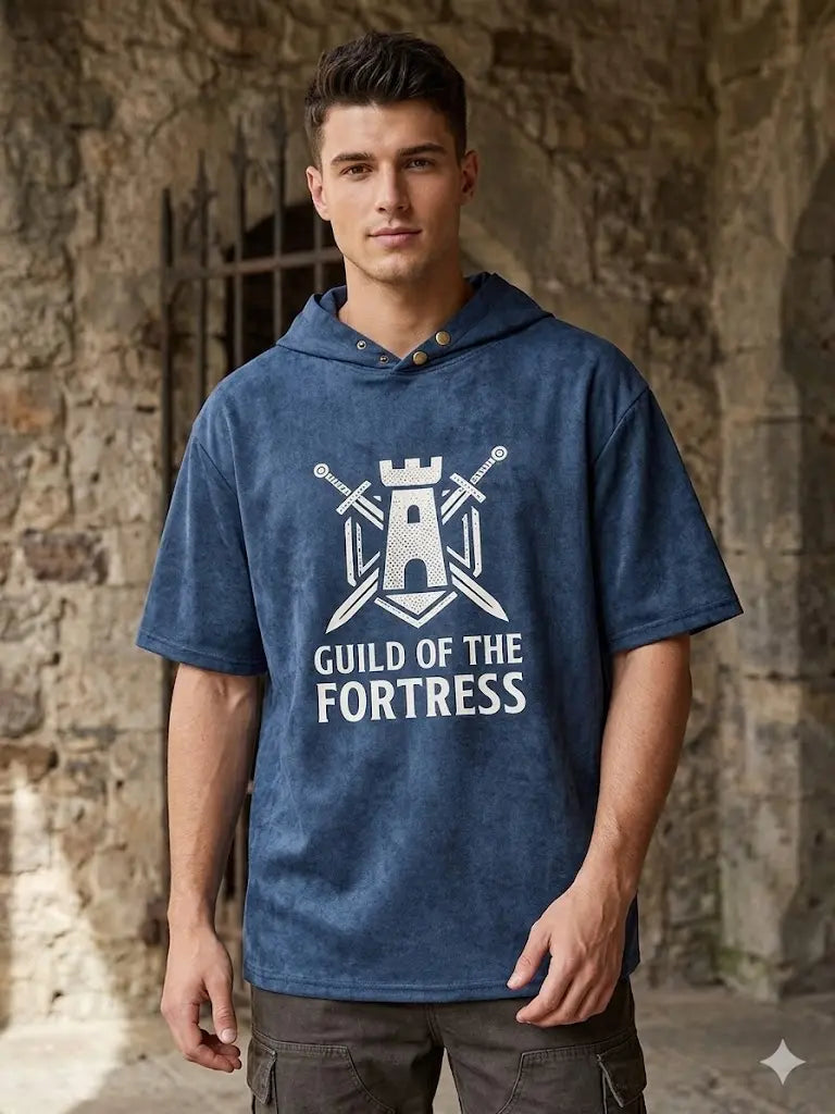 Fortress Guild Washed Hoodie Tee — Dark Warrior Edition