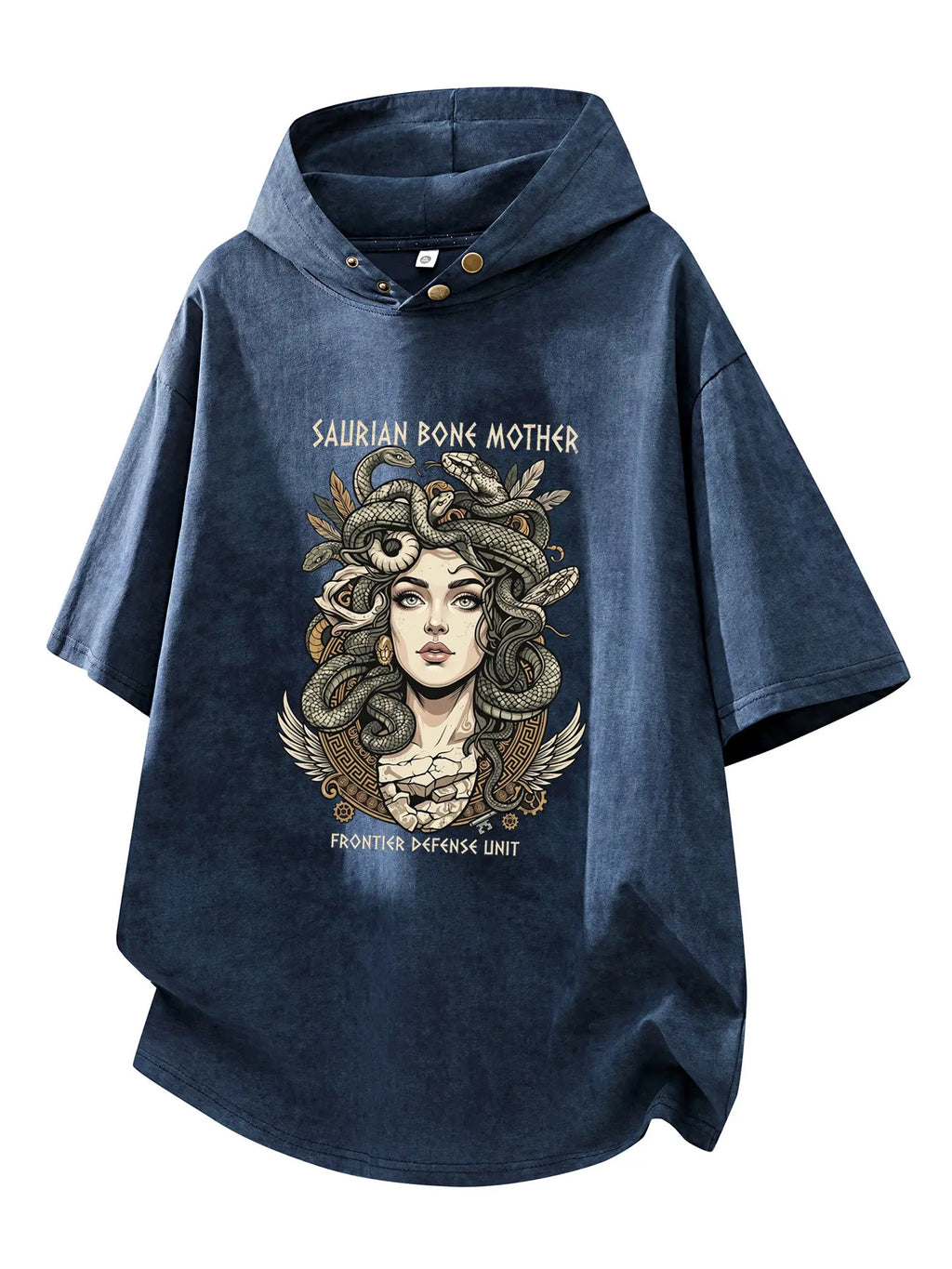 Saurian Bone Mother Oversized Washed Hoodie Tee | Dark Mythology Streetwear