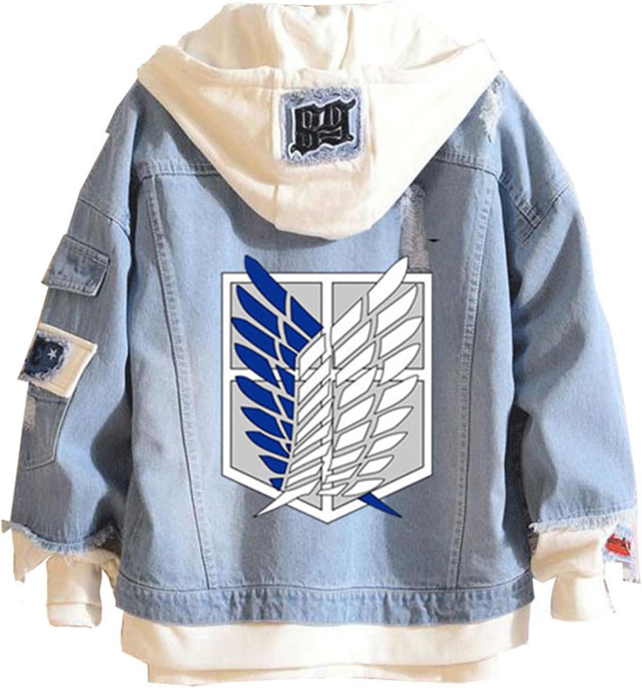 Anime Denim Hoodie Jacket Scout Regiment Cosplay Costume Unisex Jeans Hooded Sweatshirt Coat - My Store