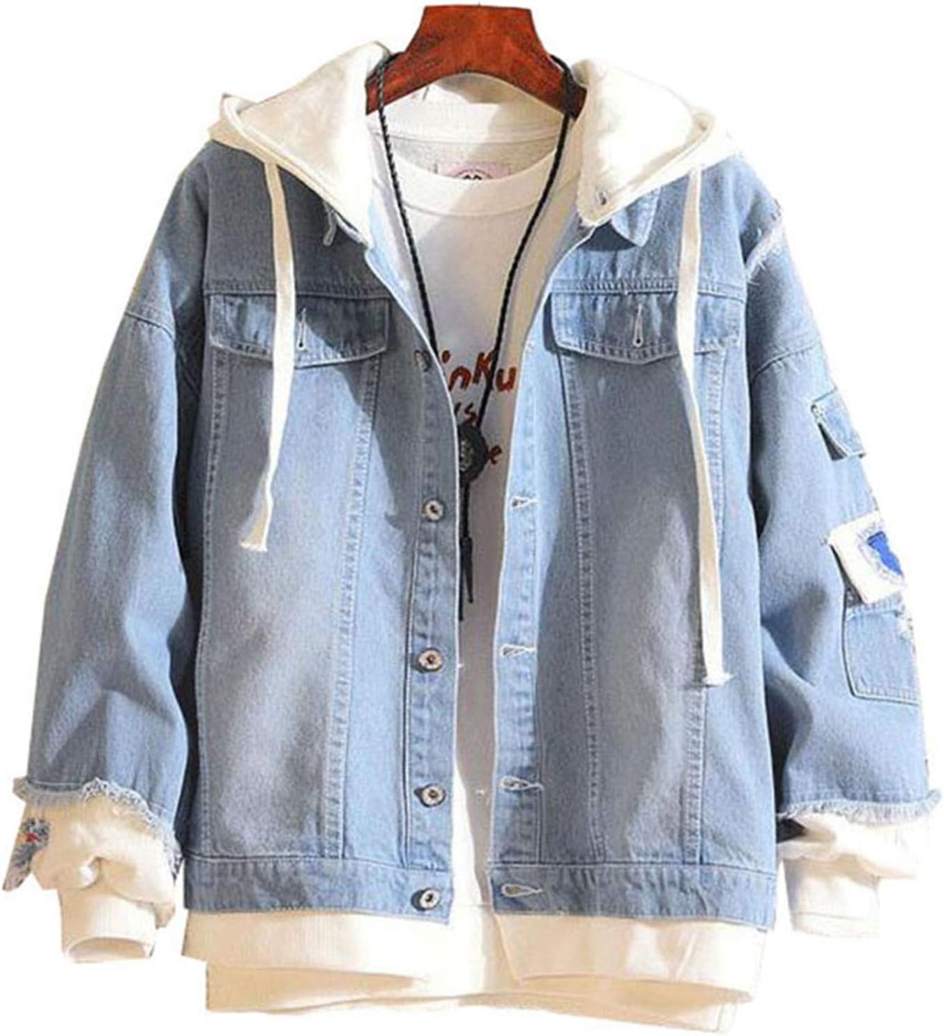 Anime Denim Hoodie Jacket Scout Regiment Cosplay Costume Unisex Jeans Hooded Sweatshirt Coat - My Store