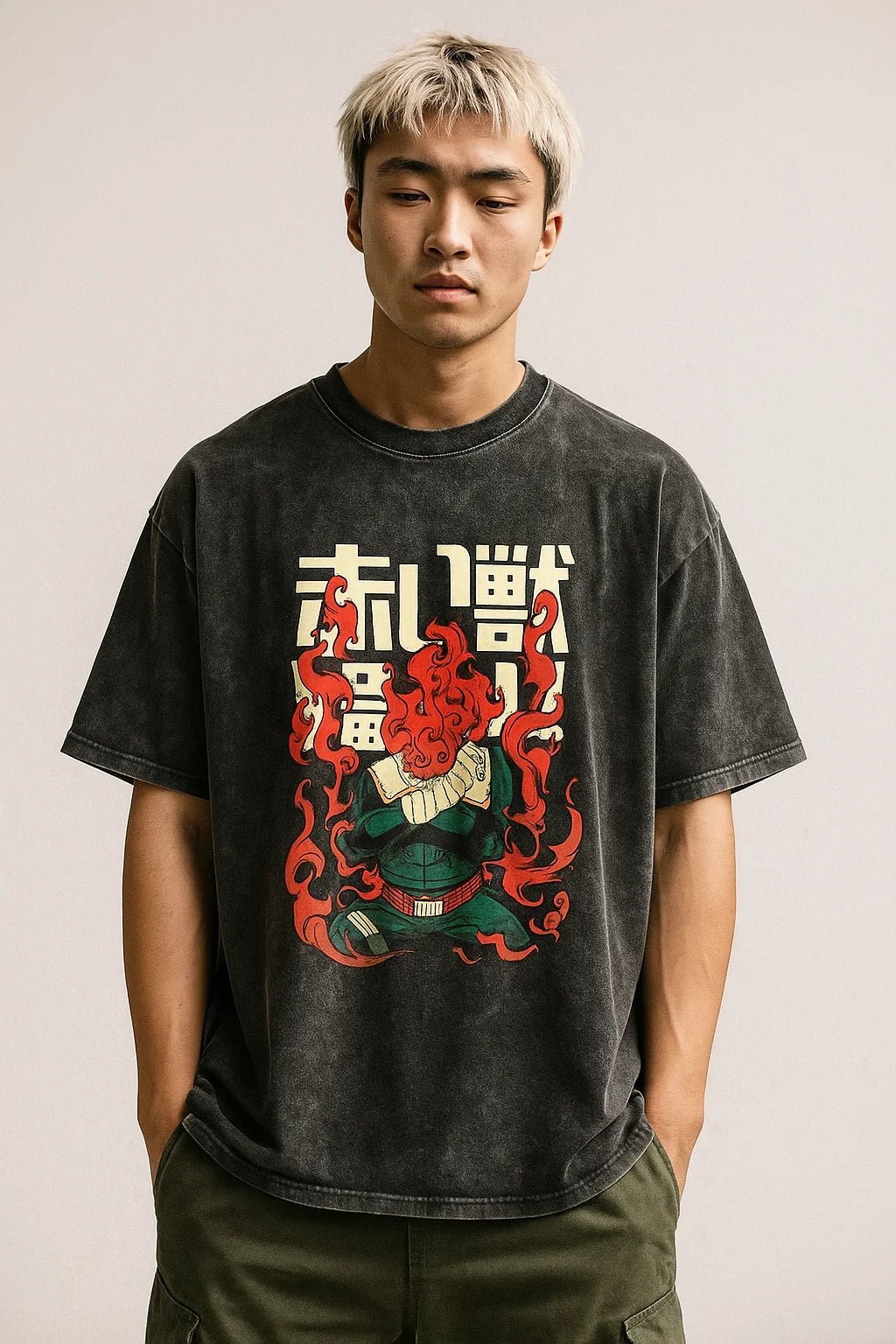 Anime "Gaï Maito 8th Gate" Washed Tee – Unleash Your Inner Warrior - My Store