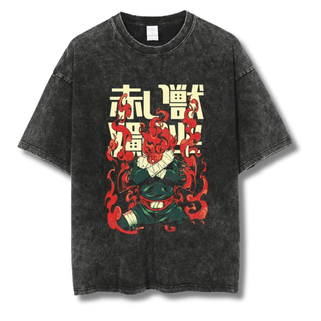 Anime "Gaï Maito 8th Gate" Washed Tee – Unleash Your Inner Warrior - My Store