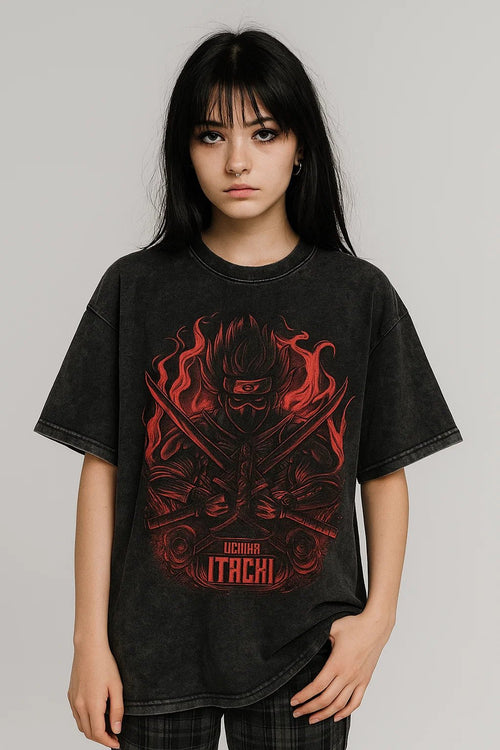 Anime "Uchiha Itachi" Washed Tee – Ninja - Inspired Streetwear for True Fans - My Store