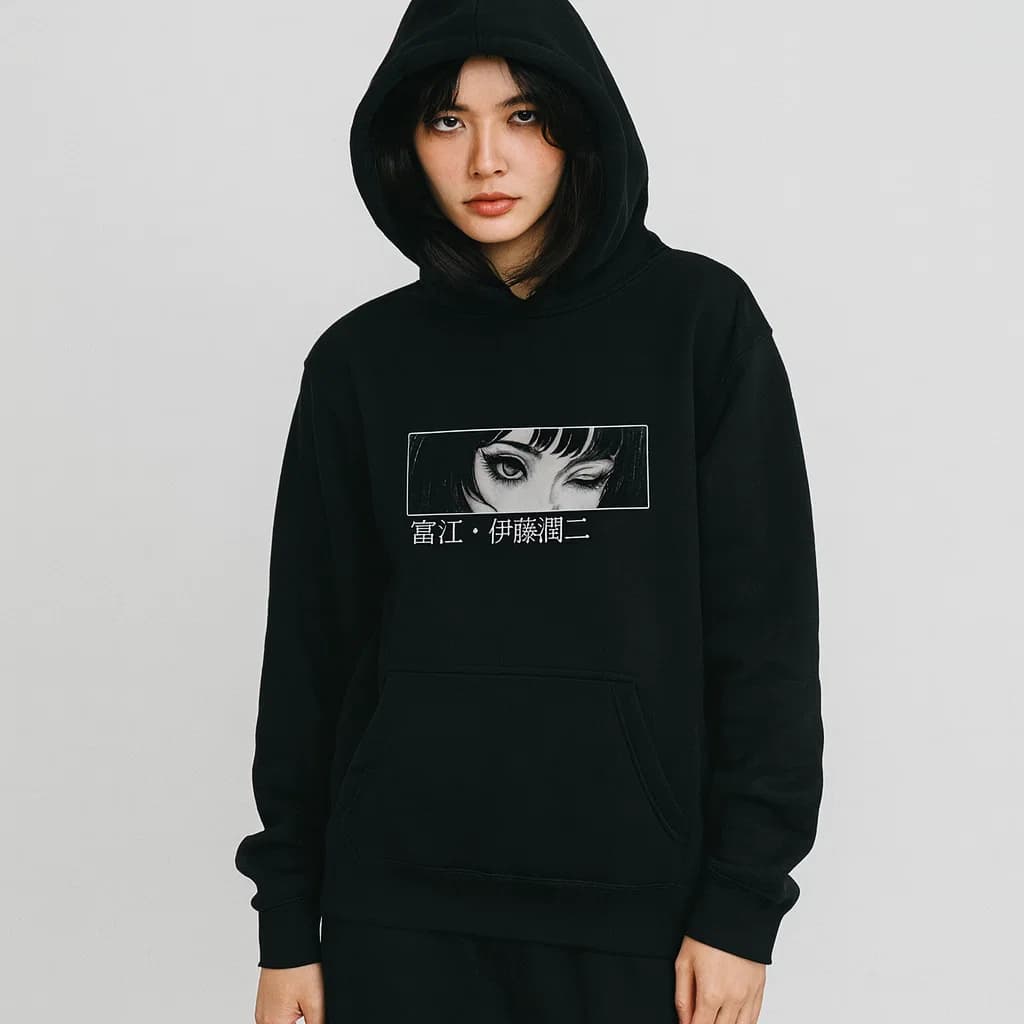 Sudadera con Capucha Estilo Japonés, Arte en Blanco y Negro, Diseño “Soku Jishi Kong”, Hoodie Unisex Casual