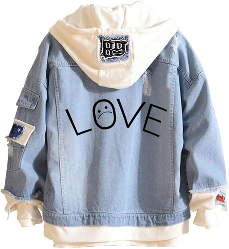 Denim Jacket Jeans Love Printed Fashion Sport Hip Hop Hoodie - My Store