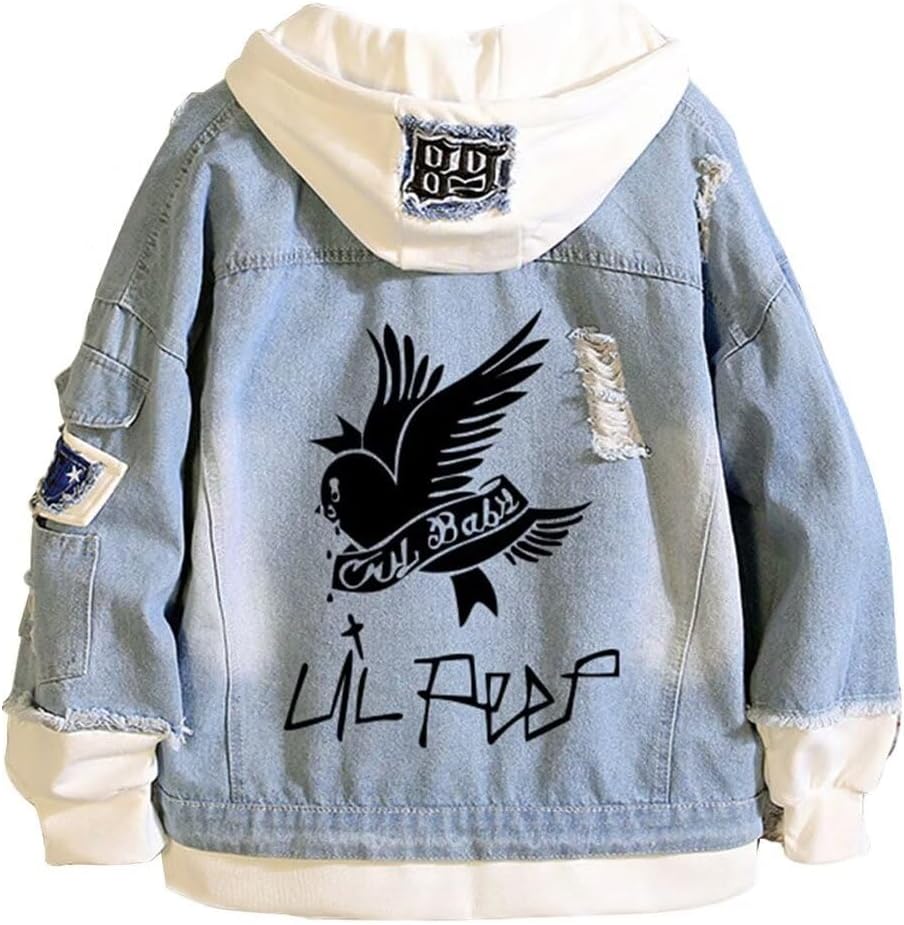 Denim Jacket Jeans Love Printed Fashion Sport Hip Hop Hoodie - My Store