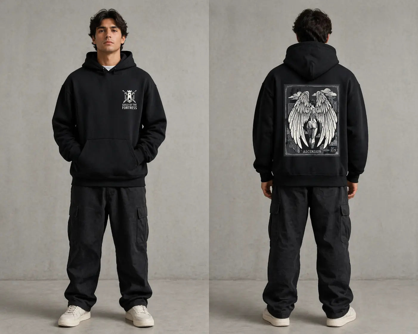 Angels and Knights — Dark Anime Hoodie | Japanese Streetwear Unisex Pullover