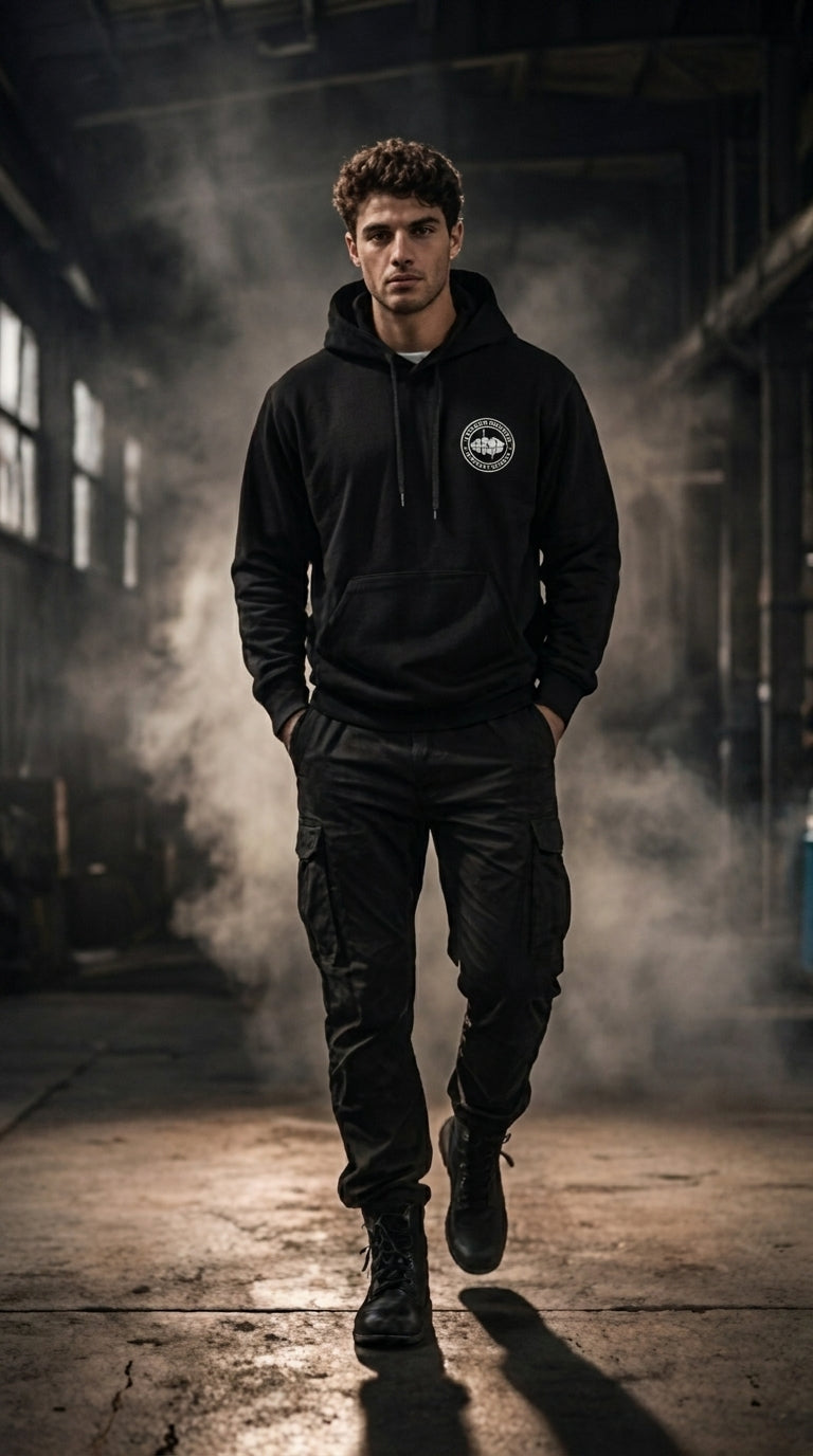 IRON PHANTOM Tactical Military Armored Hoodie Urban Operator Warehouse Walk