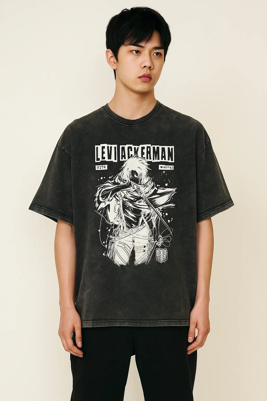 Levi Ackerman I Washed Tee – Anime Graphic Shirt with Wings of Freedom - My Store