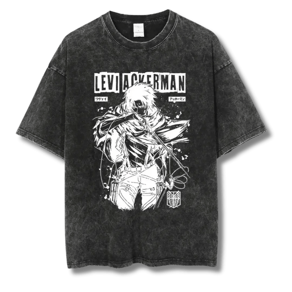 Levi Ackerman I Washed Tee – Anime Graphic Shirt with Wings of Freedom - My Store