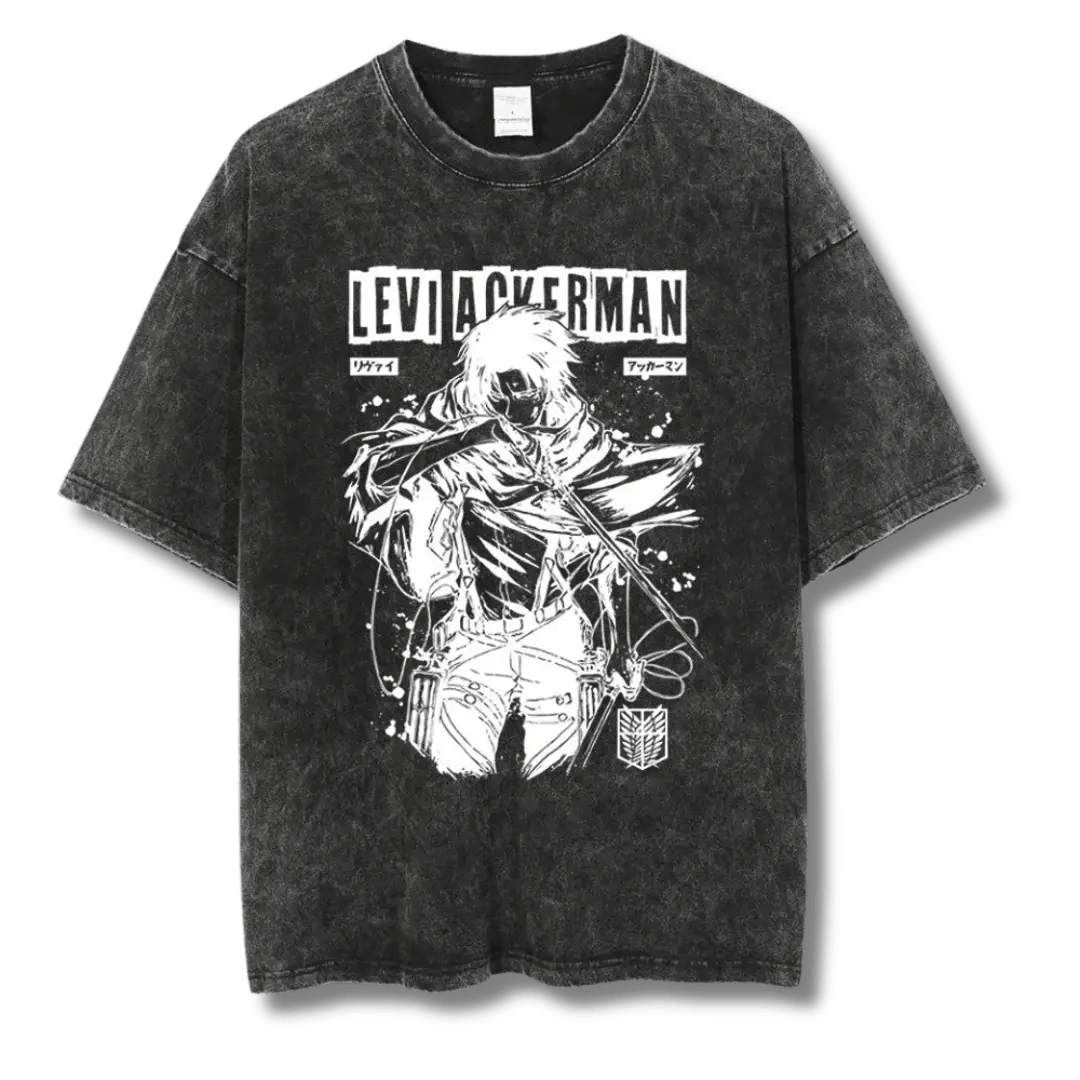 Levi Ackerman I Washed Tee – Anime Graphic Shirt with Wings of Freedom - My Store