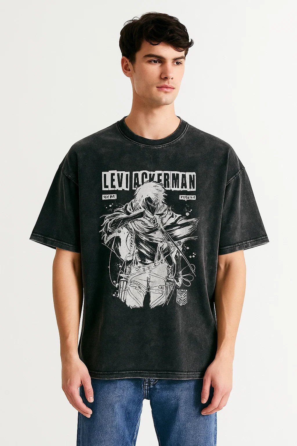 Levi Ackerman I Washed Tee – Anime Graphic Shirt with Wings of Freedom - My Store