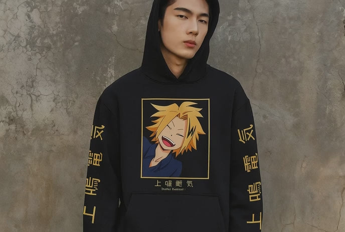 Sudadera unisex con capucha de Anime Boku No Hero Academia, sudadera con estampado de MHA Kaminari Denki