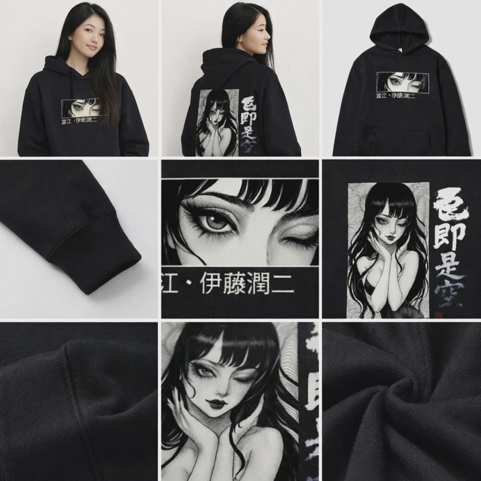 Soku Jishi Kong Japanese Art Hoodie — Black White Unisex Streetwear Pullover | animeversesphere