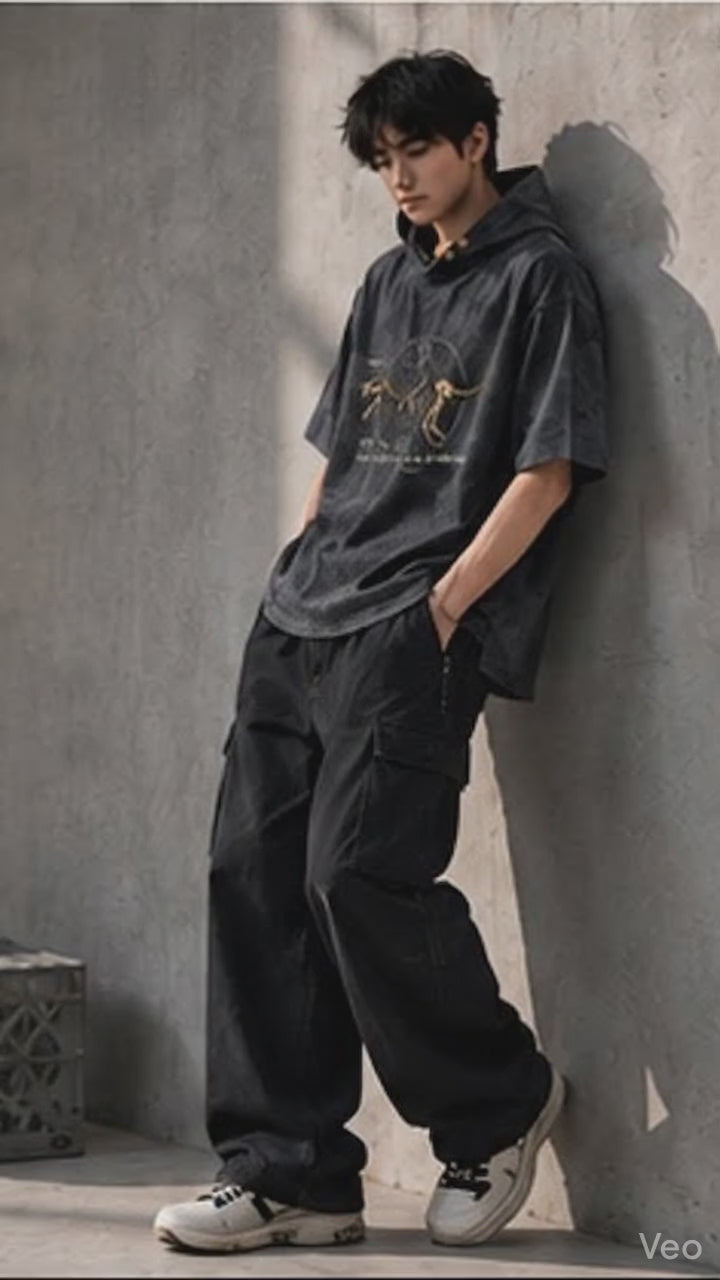 The Bone Rider Oversized Washed Hoodie Tee