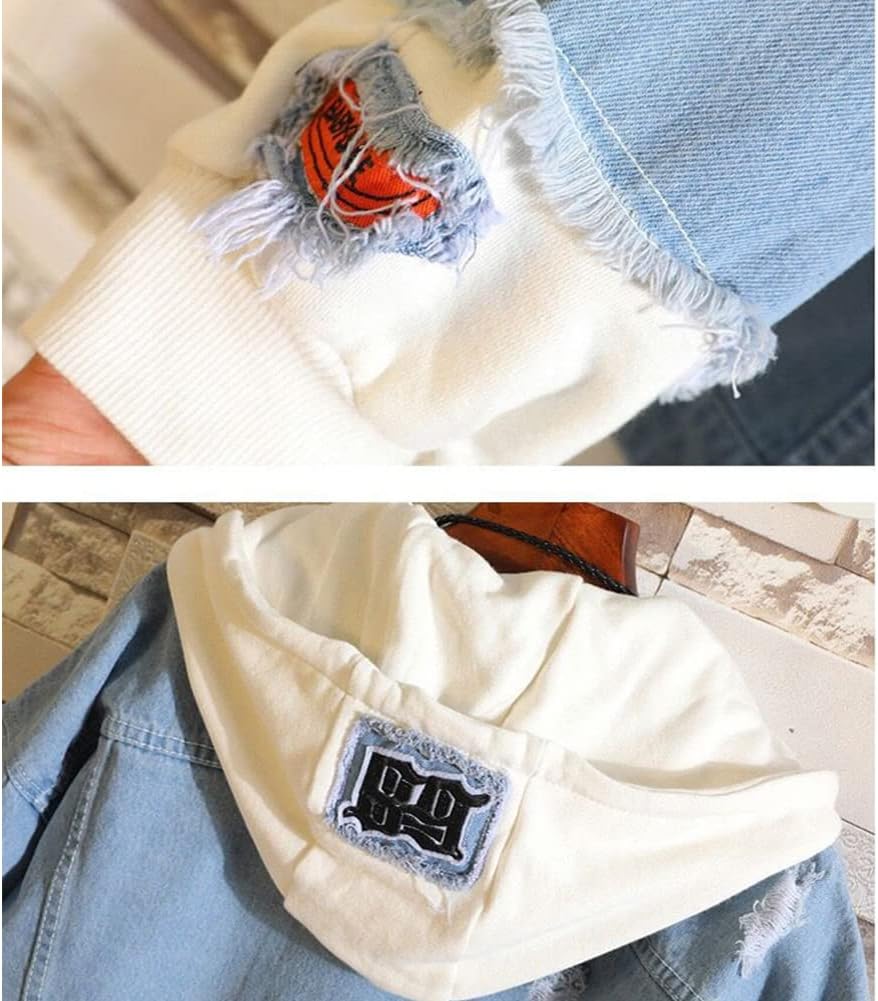 Tokyo Costume Women Men Trucker Jacket Classic Ripped Slim Denim Jacket with Holes Kaneki Hooded Jacket Cosplay - My Store