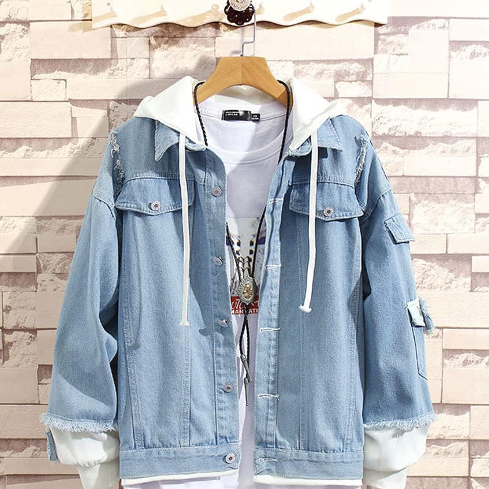 Tokyo Costume Women Men Trucker Jacket Classic Ripped Slim Denim Jacket with Holes Kaneki Hooded Jacket Cosplay - My Store
