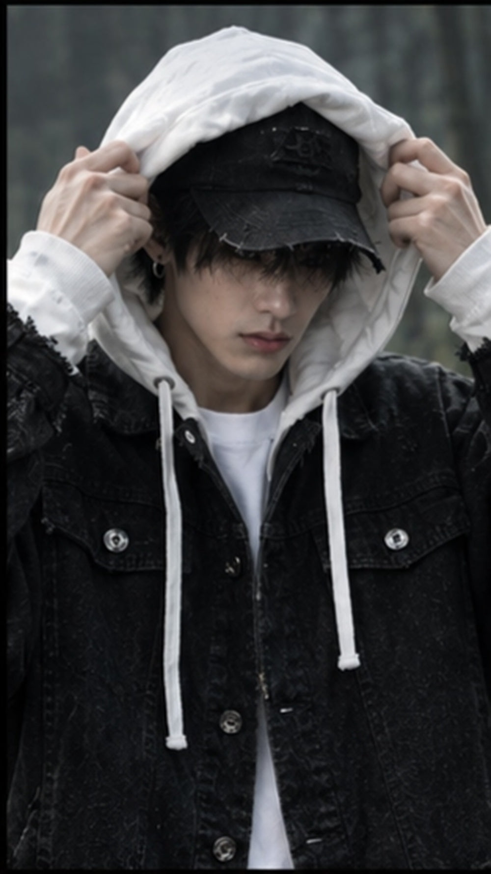 Twin Tigers Hooded Denim Jacket | Japanese Streetwear Distressed Trucker Coat