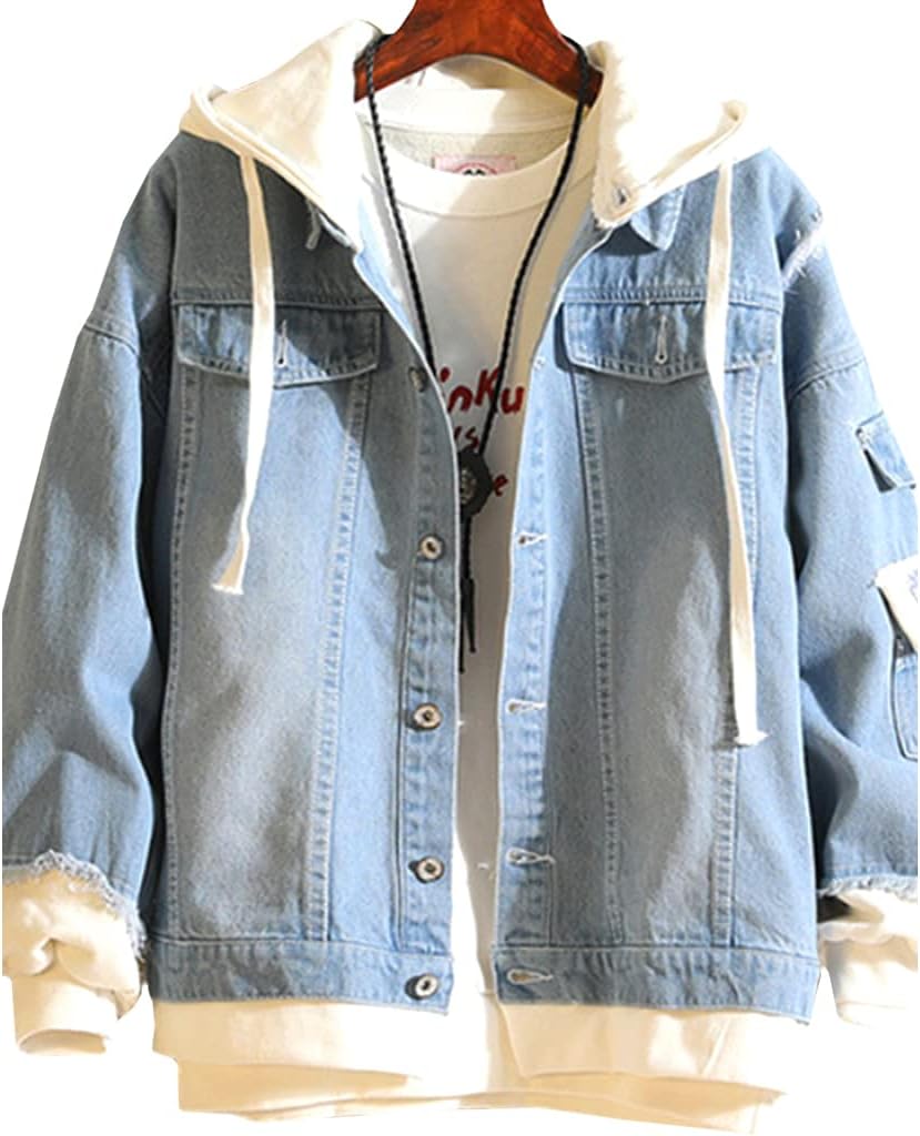 Unisex Anime Jeans Jacket Cosplay Denim Coat Hooded Sweatshirt Men Button Down Trucker Jacket Halloween - My Store