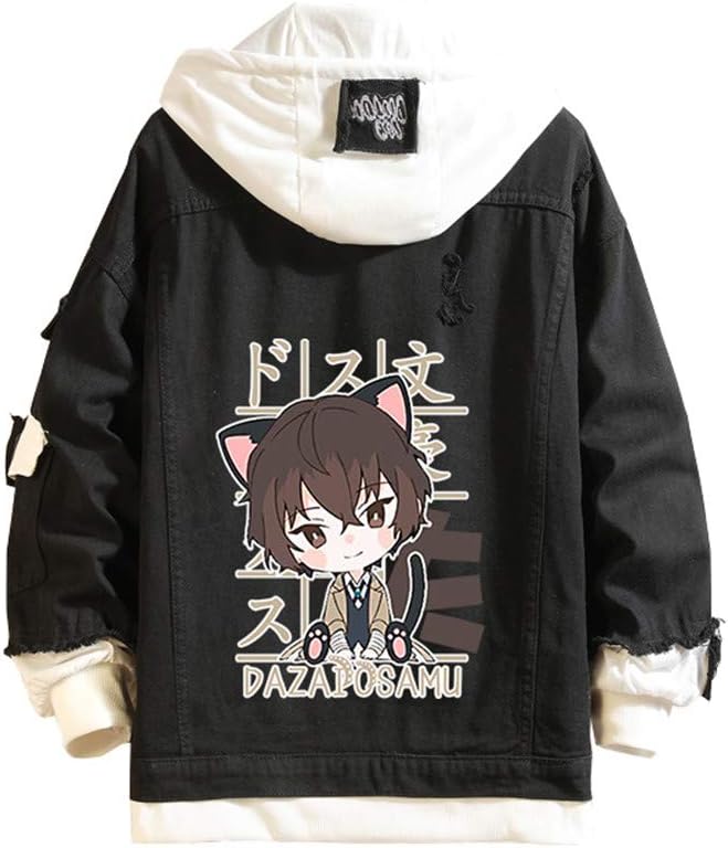 Unisex Anime Jeans Jacket Cosplay Denim Coat Hooded Sweatshirt Men Button Down Trucker Jacket Halloween - My Store