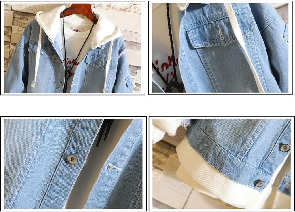 Unisex Anime Jeans Jacket Cosplay Denim Coat Hooded Sweatshirt Men Button Down Trucker Jacket Halloween - My Store