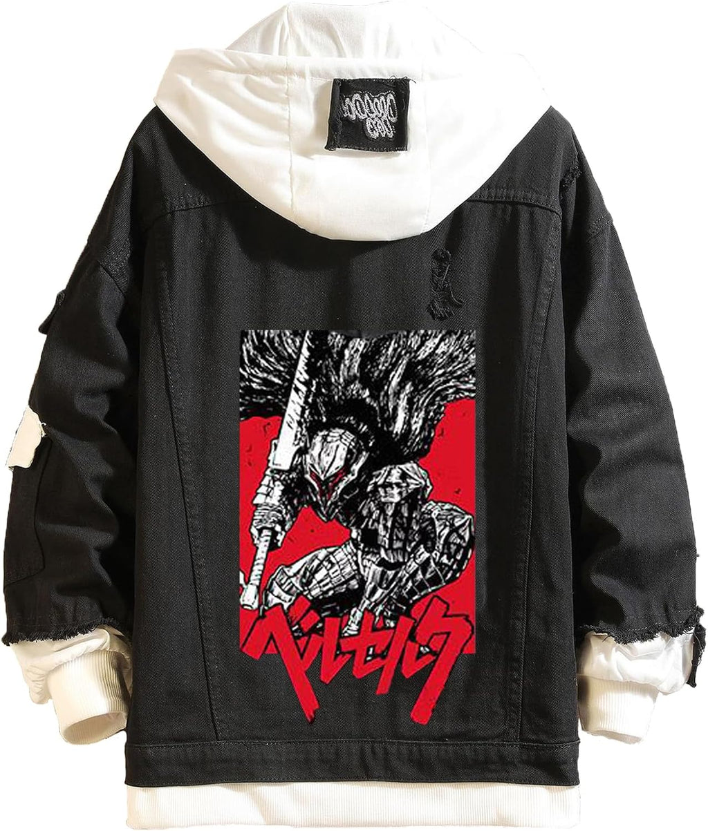 Unisex Cosplay Anime Jacket Berserk Denim Trucker Hoodie Casual - AnimeVerseSphere