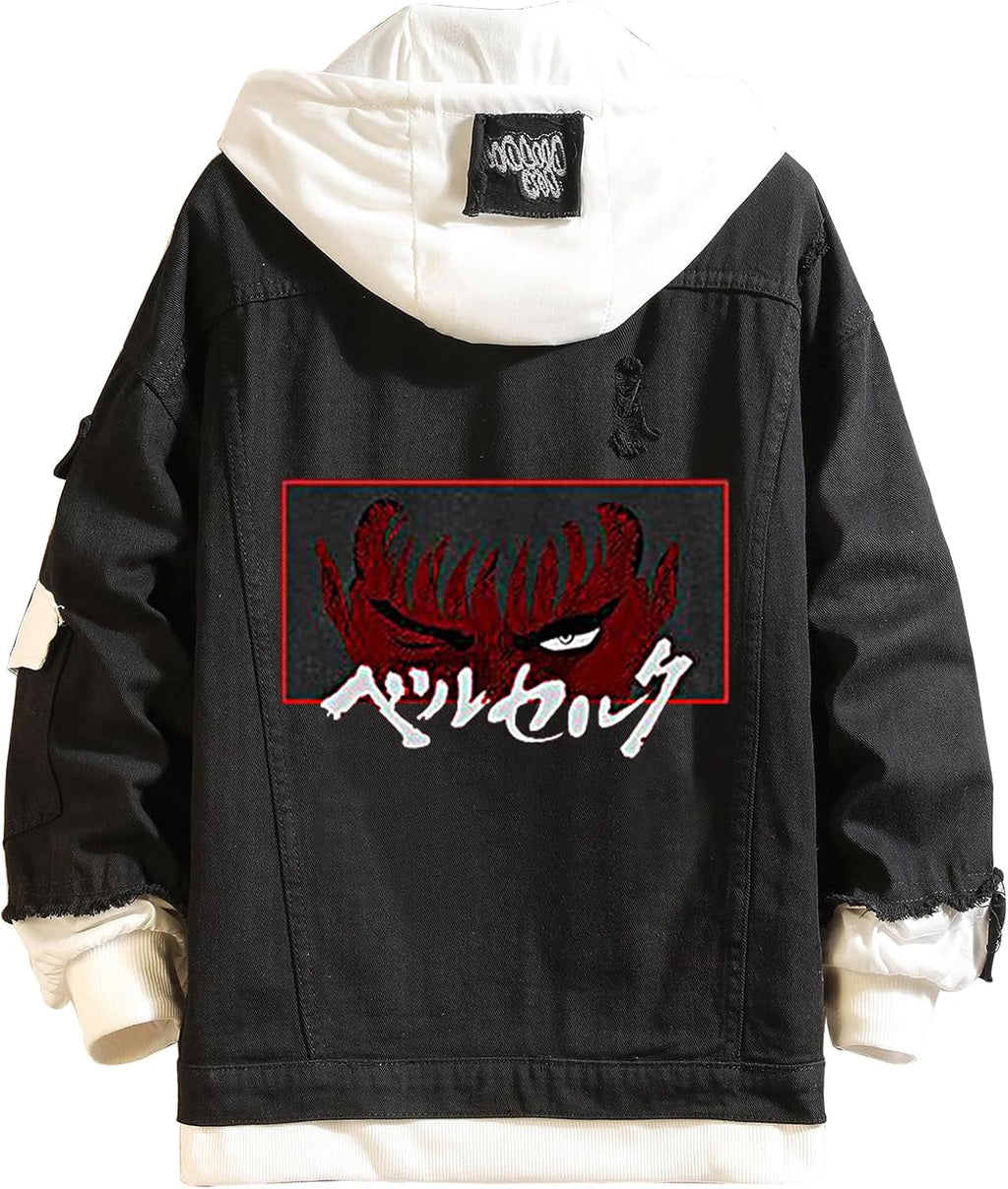 Unisex Cosplay Anime Jacket Berserk Denim Trucker Hoodie Casual - AnimeVerseSphere