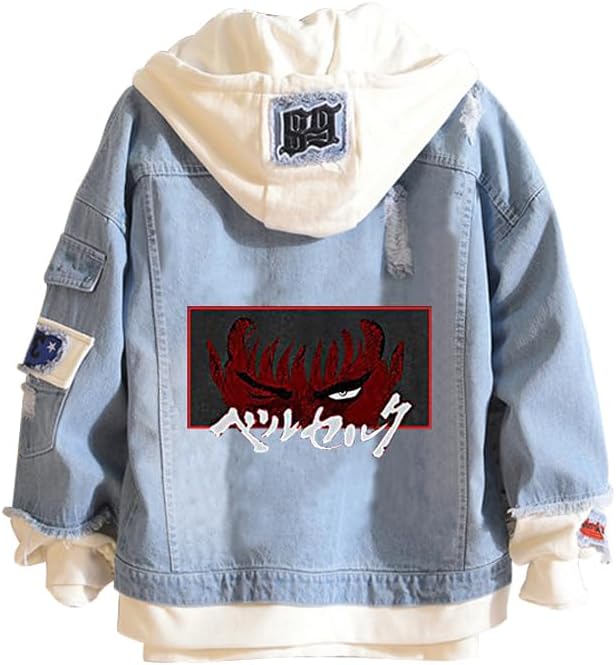 Unisex Cosplay Anime Jacket Berserk Denim Trucker Hoodie Casual - My Store