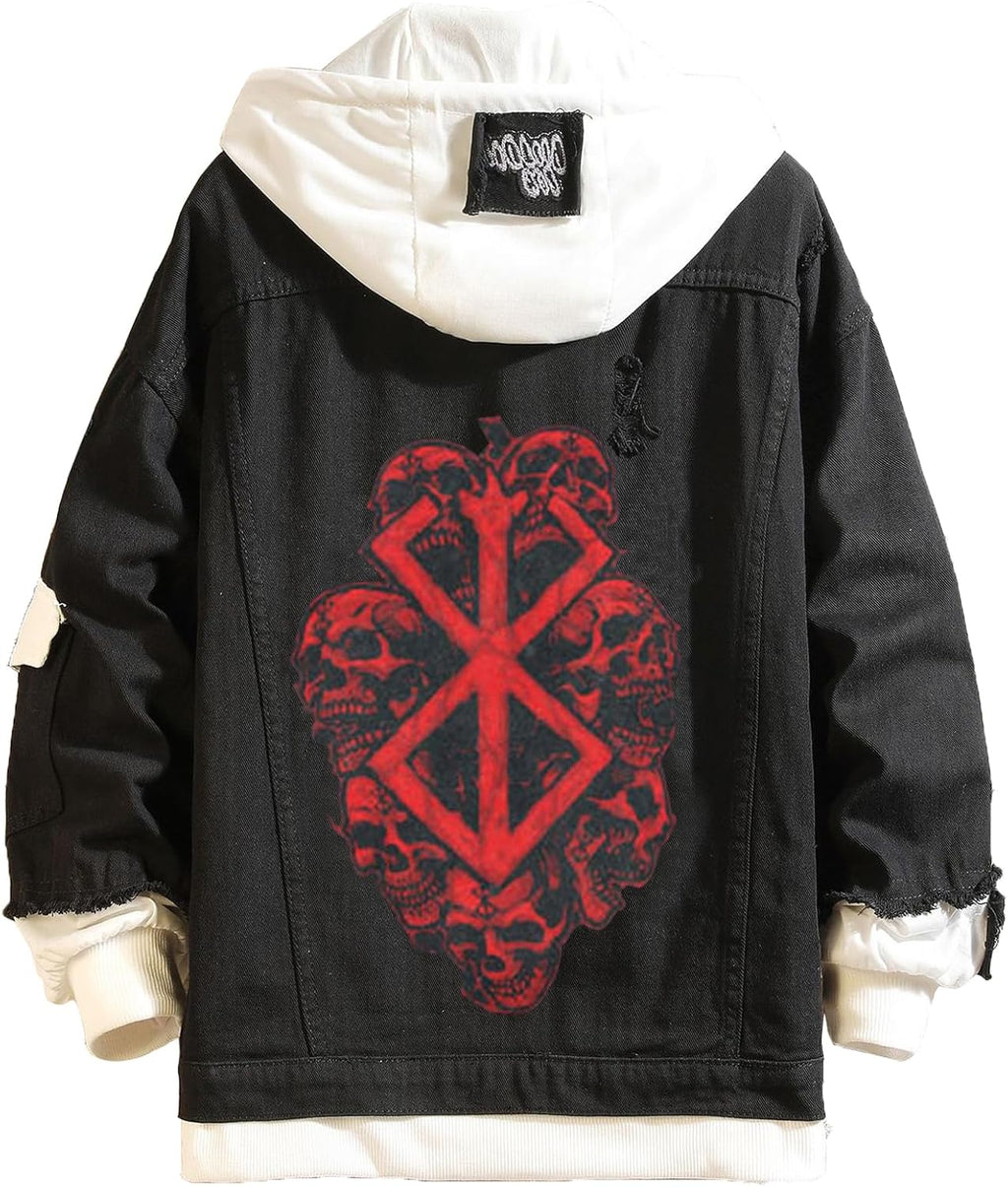 Unisex Cosplay Anime Jacket Berserk Denim Trucker Hoodie Casual - My Store