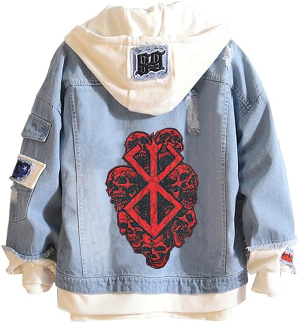 Unisex Cosplay Anime Jacket Berserk Denim Trucker Hoodie Casual - My Store