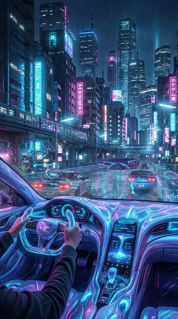 VOID RUNNER Cyberpunk Cockpit First Person Driving Neon Night View