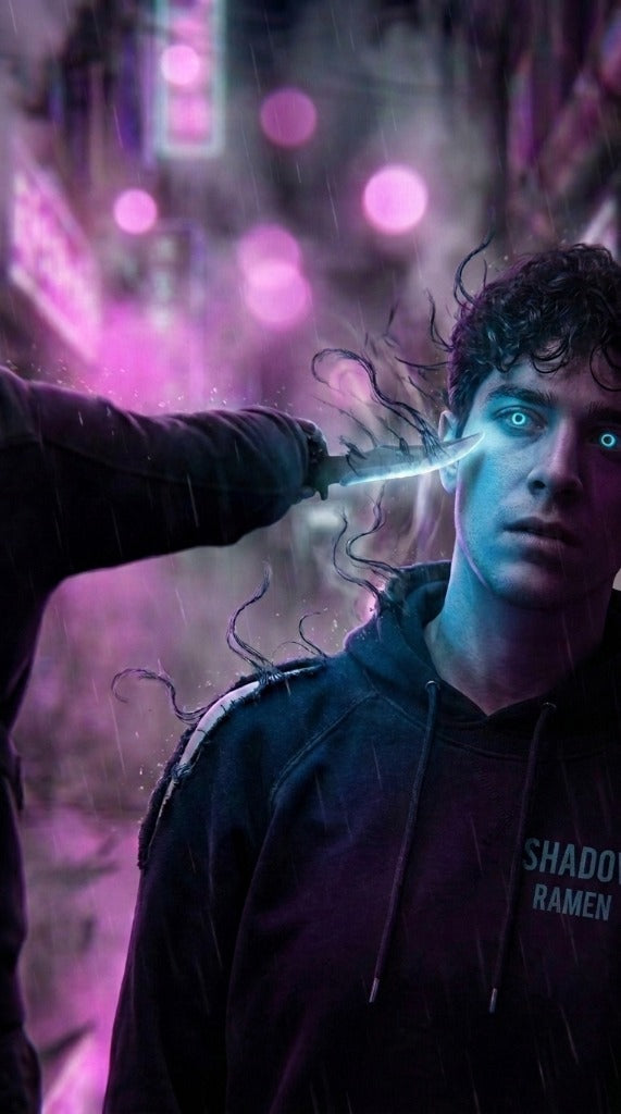 VOID RUNNER Shadow Ramen Streetwear Hoodie Held at Energy Blade Point in Neon Drizzle